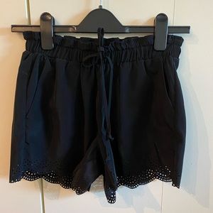 RD Style Black Elastic Tie Waistband Shorts
